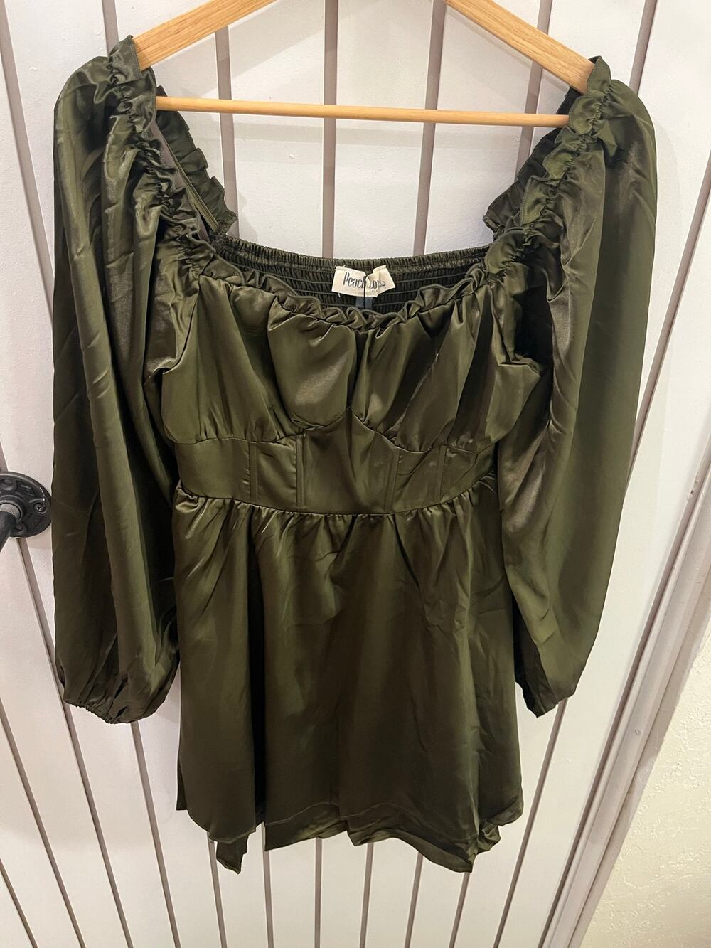 Peach Love Olive Long Sleeve Dress Size S